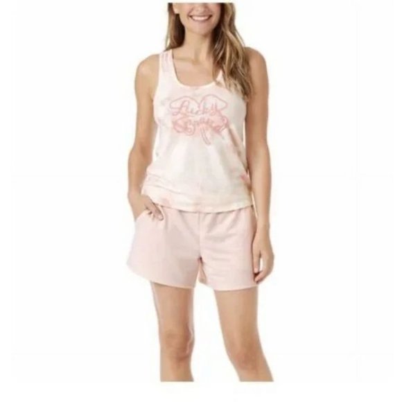 NWT Lucky Brand Women's 3 Piece Button Front Pajama Set Size M Pink $85 8HL115 - Picture 1 of 3